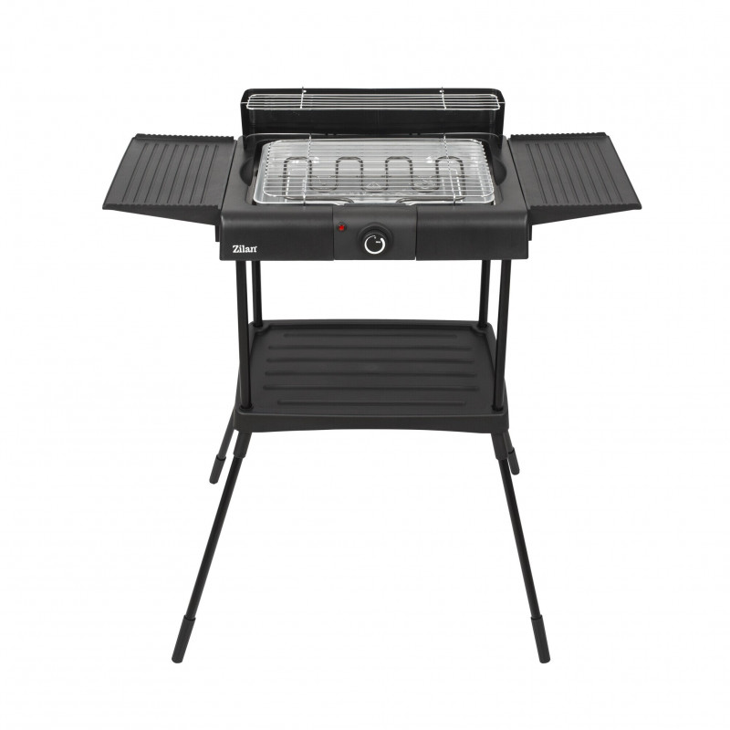 Ηλεκτρική σχάρα σε βάση Zilan ZLN 3789, 2400W, 43x28 cm, προστασία από τον άνεμο, ρύθμιση σχάρας σχάρας, Μαύρο