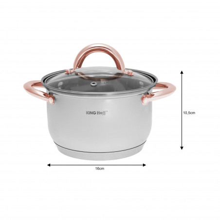 Σετ κατσαρόλες και τηγάνια Kinghoff KH 1765, 12 h, επαγωγή, Inox/ροζ χρυσό