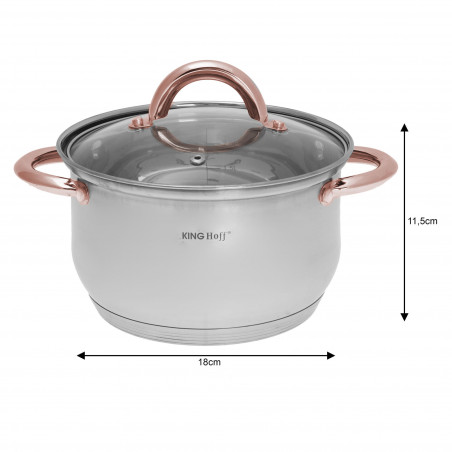Σετ κατσαρόλες και τηγάνια Kinghoff KH 1765, 12 h, επαγωγή, Inox/ροζ χρυσό