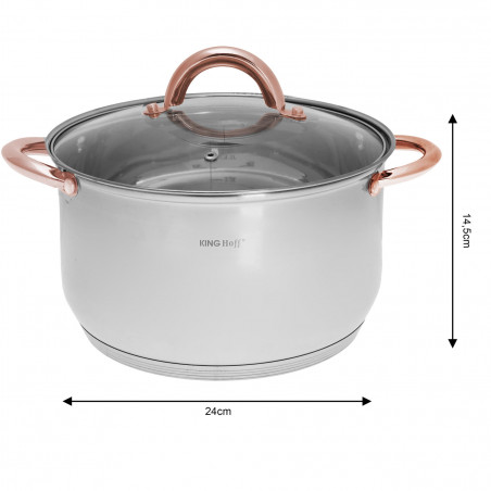 Σετ κατσαρόλες και τηγάνια Kinghoff KH 1765, 12 h, επαγωγή, Inox/ροζ χρυσό