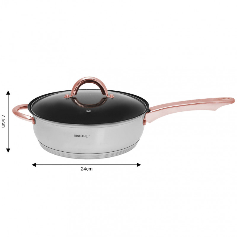 Σετ κατσαρόλες και τηγάνια Kinghoff KH 1765, 12 h, επαγωγή, Inox/ροζ χρυσό
