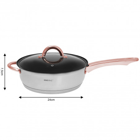 Σετ κατσαρόλες και τηγάνια Kinghoff KH 1765, 12 h, επαγωγή, Inox/ροζ χρυσό