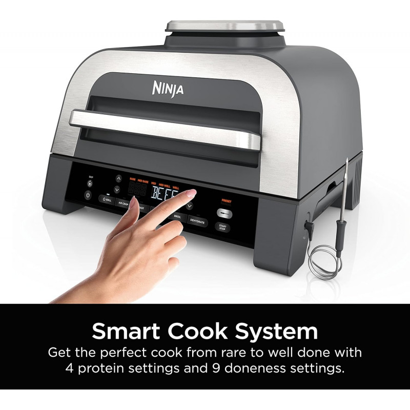 Ηλεκτρική σχάρα 6σε1 Ninja Foodi Smart DG551EU, 1760W, 6 λειτουργίες μαγειρέματος, φριτέζα 4L, κατσαρόλα μαγειρέματος 4L, σχάρα, 260C MAX, Inox/μαύρο