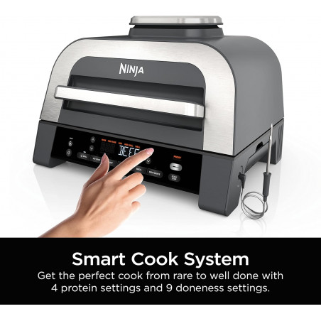 Ηλεκτρική σχάρα 6σε1 Ninja Foodi Smart DG551EU, 1760W, 6 λειτουργίες μαγειρέματος, φριτέζα 4L, κατσαρόλα μαγειρέματος 4L, σχάρα, 260C MAX, Inox/μαύρο