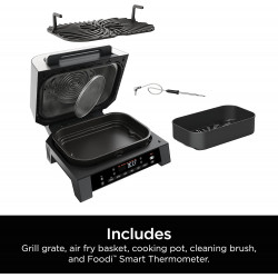 Ηλεκτρική σχάρα 6σε1 Ninja Foodi Smart DG551EU, 1760W, 6 λειτουργίες μαγειρέματος, φριτέζα 4L, κατσαρόλα μαγειρέματος 4L, σχάρα, 260C MAX, Inox/μαύρο