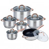 Σετ κατσαρόλες και τηγάνια Kinghoff KH 1765, 12 h, επαγωγή, Inox/ροζ χρυσό
