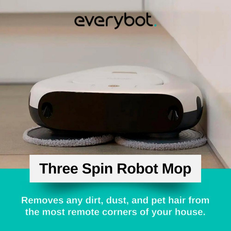 Everybot TS300 Ρομποτικός καθαριστής δαπέδων, 27W, 300 ml, Υγρό/Στεγνό, Αυτονομία έως 200 λεπτά, 6 λειτουργίες, Αισθητήρας κατά της πτώσης/αντίκρουσης, Λευκό