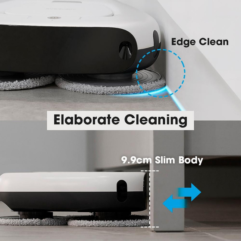 Everybot TS300 Ρομποτικός καθαριστής δαπέδων, 27W, 300 ml, Υγρό/Στεγνό, Αυτονομία έως 200 λεπτά, 6 λειτουργίες, Αισθητήρας κατά της πτώσης/αντίκρουσης, Λευκό