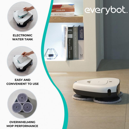 Everybot TS300 Ρομποτικός καθαριστής δαπέδων, 27W, 300 ml, Υγρό/Στεγνό, Αυτονομία έως 200 λεπτά, 6 λειτουργίες, Αισθητήρας κατά της πτώσης/αντίκρουσης, Λευκό