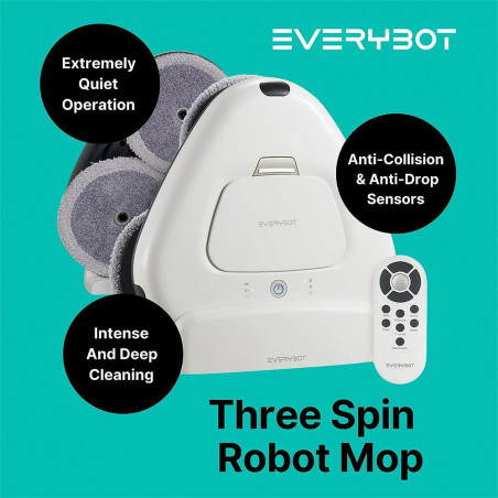 Everybot TS300 Ρομποτικός καθαριστής δαπέδων, 27W, 300 ml, Υγρό/Στεγνό, Αυτονομία έως 200 λεπτά, 6 λειτουργίες, Αισθητήρας κατά της πτώσης/αντίκρουσης, Λευκό