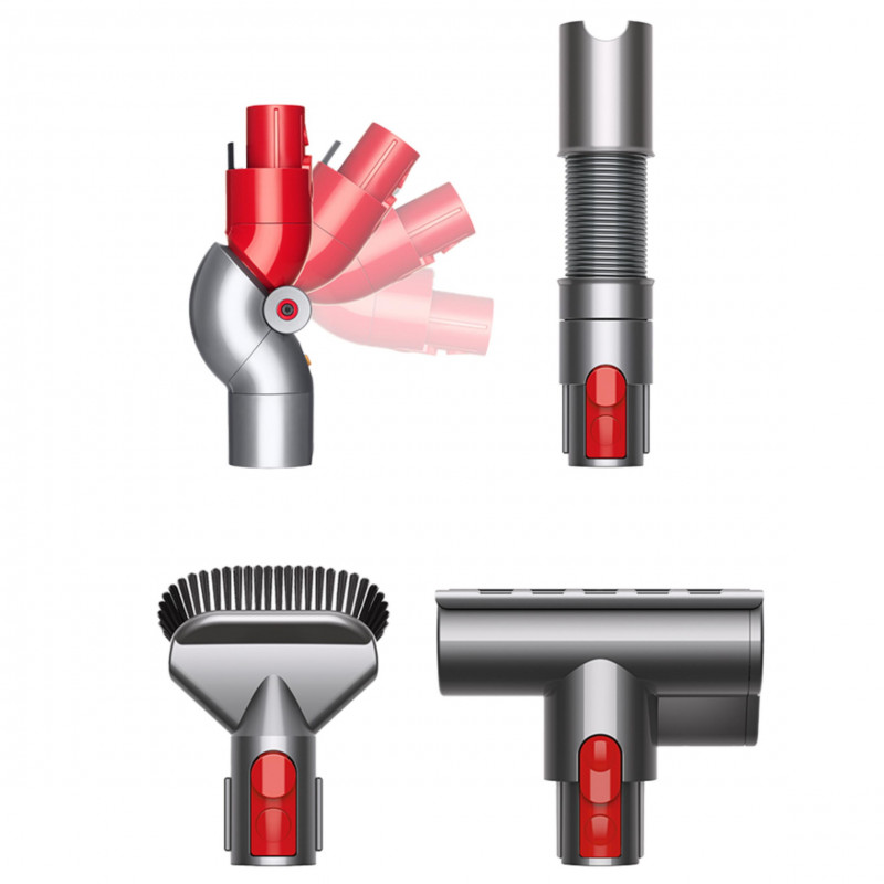 Σετ καθαρισμού τρίχας και βρωμιάς Dyson Animal 971533-01, 4 τεμάχια, ταπετσαρίες, χαλιά, στενά και δυσπρόσιτα σημεία, γκρι/κόκκινοп