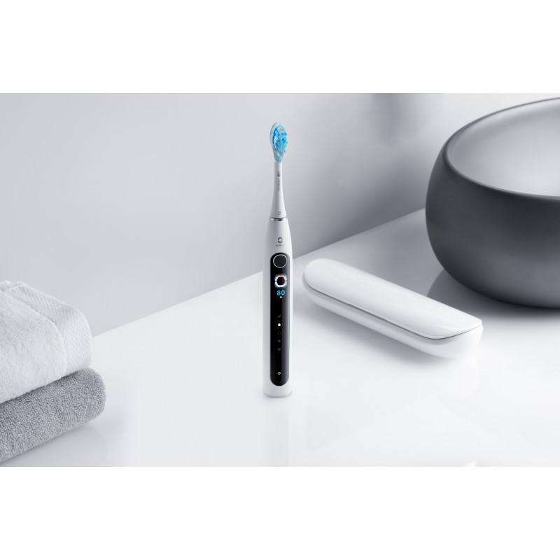 Ηλεκτρική οδοντόβουρτσα Oclean X Pro 20 Set, AI, Maglev 4.0, 84000 RPM, Wi-Fi, FlexFit, IPX7, Ειδοποίηση χαμένης ζώνης, Αυτονομία 40 ημερών, Θήκη, Λευκό