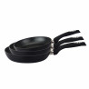 Σετ 3 τηγάνια Royalty Line FM3F, 20/24/28 cm, Μαρμάρινο φινίρισμα, Επαγωγή, Ανθεκτικές στη θερμότητα λαβές, Μαύρο