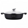 Κατσαρόλα Royalty Line RL-BR30ML, 30 cm, 4.8 l, αντικολλητική επίστρωση μαρμάρου, γυάλινο καπάκι, χωρίς PFOA, επαγωγική, μαύρο