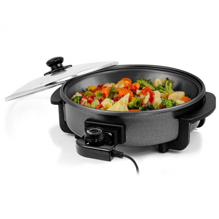 Ηλεκτρικό τηγάνι Royalty Line PP-18214, 1500W, 42 cm, 5,5 l, γυάλινο καπάκι, θερμοστάτης, πράσινο σαγκουίνι