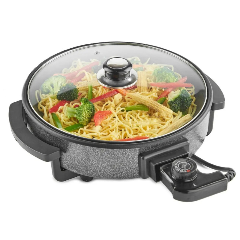 Ηλεκτρικό τηγάνι Royalty Line PP-18214, 1500W, 42 cm, 5,5 l, γυάλινο καπάκι, θερμοστάτης, πράσινο σαγκουίνι