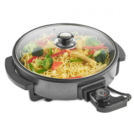 Ηλεκτρικό τηγάνι Royalty Line PP-18214, 1500W, 42 cm, 5,5 l, γυάλινο καπάκι, θερμοστάτης, πράσινο σαγκουίνι
