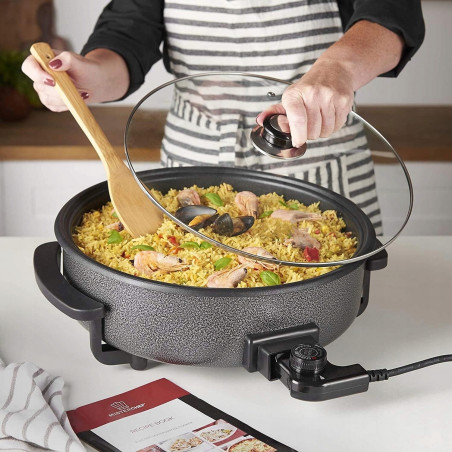 Ηλεκτρικό τηγάνι Royalty Line PP-18214, 1500W, 42 cm, 5,5 l, γυάλινο καπάκι, θερμοστάτης, πράσινο σαγκουίνι