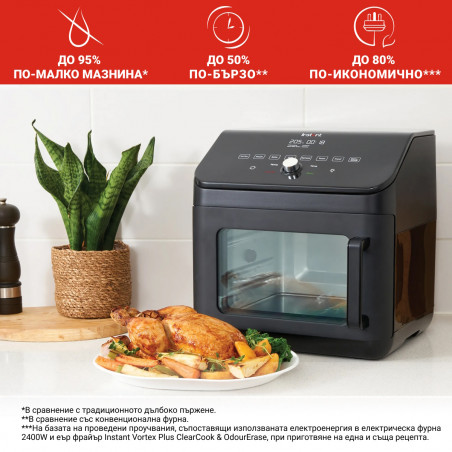 Φούρνος Instant Pot Vortex Plus 140410101, 1700W, 13 l, 8 προγράμματα, έως 205C, EvenCrisp, Μαύρο