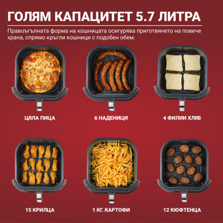 Φριτέζα αέρος Instant Pot Vortex Plus ClearCook & OdourErase 140310401, 1700W, 5.7L, 6 προγράμματα, 35-205C, EvenCrisp, διπλό φίλτρο, μαύρο