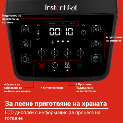 Instant Pot XL 140001901, 1200W, 7.1 l, 7 προγράμματα, έναρξη με καθυστέρηση, οθόνη LCD, Μαύρο