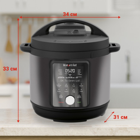 Instant Pot Duo Plus Whisper Quiet 112307901, 1000 W, 5,7 L, 9 προγράμματα, έναρξη με καθυστέρηση, οθόνη LCD, Μαύρο