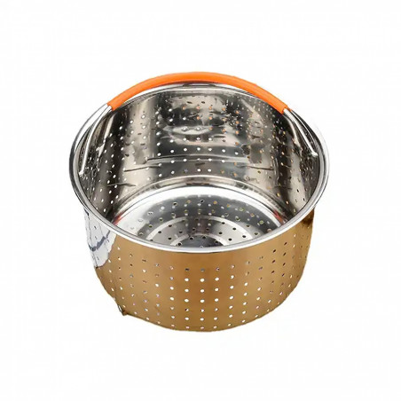 Izibizi SSST-IZB Καλάθι τηγανίσματος και ατμού, 3,8 l, Αποσπώμενη λαβή, Διαχωριστικό, Inox/πορτοκαλί