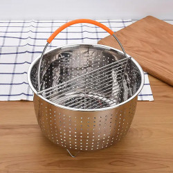 Izibizi SSST-IZB Καλάθι τηγανίσματος και ατμού, 3,8 l, Αποσπώμενη λαβή, Διαχωριστικό, Inox/πορτοκαλί