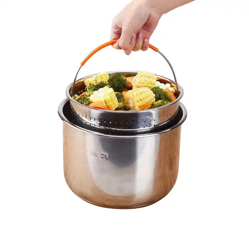 Izibizi SSST-IZB Καλάθι τηγανίσματος και ατμού, 3,8 l, Αποσπώμενη λαβή, Διαχωριστικό, Inox/πορτοκαλί