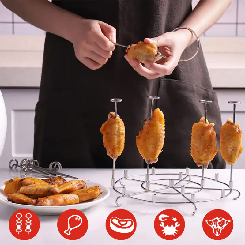Βάση για σουβλάκια για multicooker Izibizi SSIZB-08, 15 τεμάχια, Συμβατό με 7.6 και 8 l, Inox