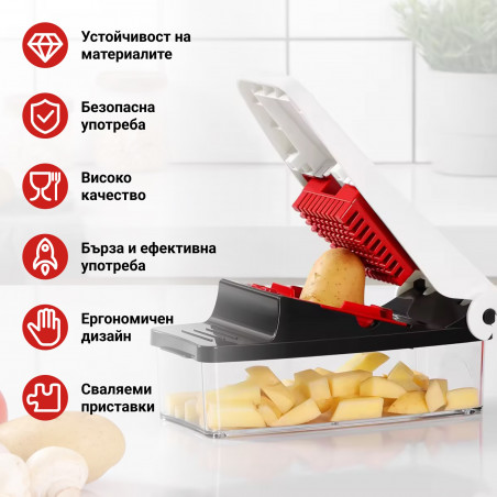 Πρέσα πολλαπλών χρήσεων Izibizi PS-331A, 1,2 l, 2 λεπίδες, Ανοξείδωτο ατσάλι, Λαστιχένια πόδια, χωρίς BPA, Λευκό/Μαύρο