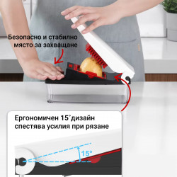 Πρέσα πολλαπλών χρήσεων Izibizi PS-331A, 1,2 l, 2 λεπίδες, Ανοξείδωτο ατσάλι, Λαστιχένια πόδια, χωρίς BPA, Λευκό/Μαύρο