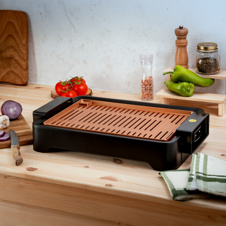 Oliver Voltz OV51015L Ψησταριά χωρίς καπνό, 1500W, 37x24 cm, αντικολλητική επίστρωση, μαύρο/πορτοκαλί