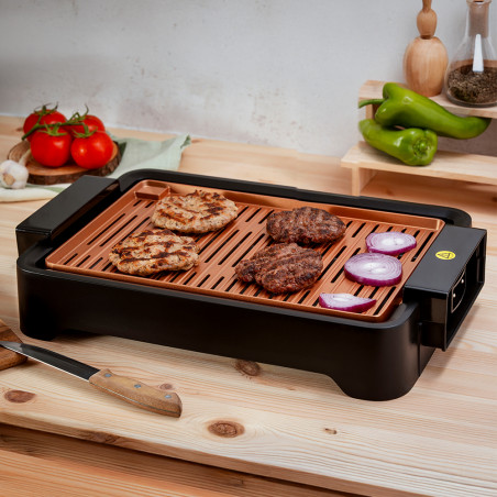 Oliver Voltz OV51015L Ψησταριά χωρίς καπνό, 1500W, 37x24 cm, αντικολλητική επίστρωση, μαύρο/πορτοκαλί