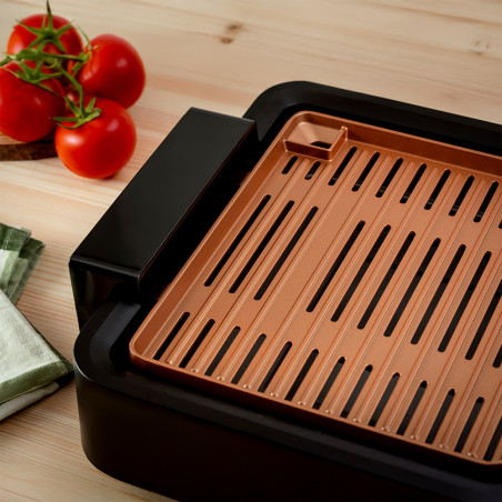 Oliver Voltz OV51015L Ψησταριά χωρίς καπνό, 1500W, 37x24 cm, αντικολλητική επίστρωση, μαύρο/πορτοκαλί