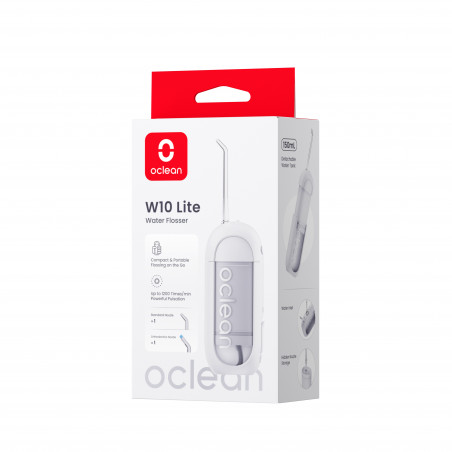 Oclean W10 Lite Οδοντιατρικό ντους, 3 λειτουργίες, 2 ακροφύσια, 1200 παλμοί ανά λεπτό, έως 140 PSI, USB-C, Λευκό