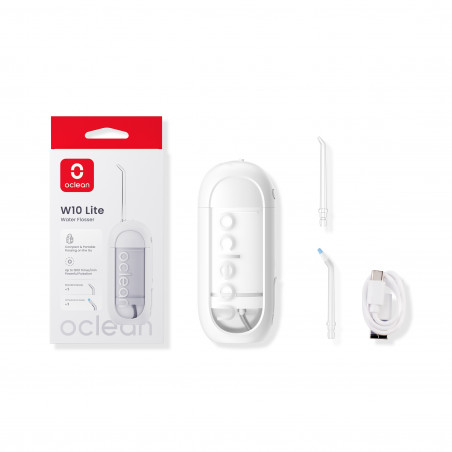 Oclean W10 Lite Οδοντιατρικό ντους, 3 λειτουργίες, 2 ακροφύσια, 1200 παλμοί ανά λεπτό, έως 140 PSI, USB-C, Λευκό