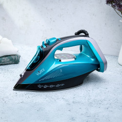 Σίδερο Oliver Voltz OV51050L, 3200W, 350 ml, Κεραμική πλάκα, Αυτοκαθαριζόμενο, Σύστημα κατά των σταγόνων και των αλάτων, Οθόνη LED, Τιρκουάζ