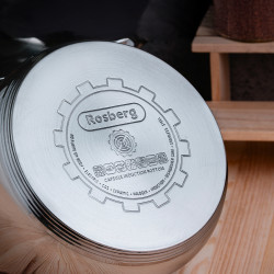Σετ μαγειρικών σκευών Rosberg R51210L12, 12 τεμάχια, Πολυστρωματικός πυθμένας, 2.0/6.5 λίτρα, Επαγωγή, Inox