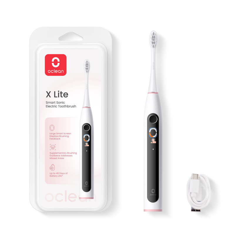 Ηλεκτρική οδοντόβουρτσα Oclean X Lite, 72000 στροφές ανά λεπτό, 5 λειτουργίες, Smart, Οθόνη αφής, Αυτονομία έως 40 ημέρες, Αναφορά καθαρισμένων περιοχών, Γκρι ανοιχτό χρώμα