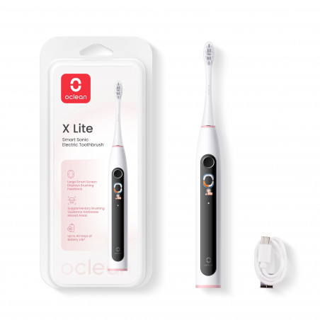 Ηλεκτρική οδοντόβουρτσα Oclean X Lite, 72000 στροφές ανά λεπτό, 5 λειτουργίες, Smart, Οθόνη αφής, Αυτονομία έως 40 ημέρες, Αναφορά καθαρισμένων περιοχών, Γκρι ανοιχτό χρώμα