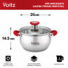 Κατσαρόλα Oliver Voltz OV51210N26, 26cm, 7.7l,  Επαγωγή, Λαβές από σιλικόνη , Inox/Κόκκινος