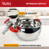 Κατσαρόλα Oliver Voltz OV51210N28, 28 cm, 10.45 l, Επαγωγή, Κόκκινες λαβές από σιλικόνη, Inox/Κόκκινος