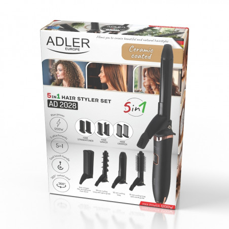 Σετ styling 5σε1 Adler AD 2028, 1200W, Κεραμική επίστρωση, περιστρεφόμενο καλώδιο 360 μοιρών, Μαύρο