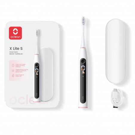 Ηλεκτρική οδοντόβουρτσα Oclean X Lite Set, 72000 στροφές ανά λεπτό, 5 λειτουργίες, Smart, Οθόνη αφής, Αυτονομία έως 40 ημέρες, Αναφορά καθαρισμένων περιοχών, +Θήκη, Ανοιχτό γκρι