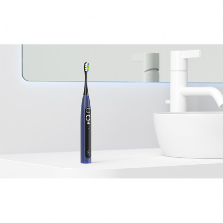 Ηλεκτρική οδοντόβουρτσα Oclean X Lite Set, 72000 στροφές ανά λεπτό, 5 λειτουργίες, Smart, Οθόνη αφής, Αυτονομία έως 40 ημέρες, Αναφορά καθαρισμένων περιοχών, +Θήκη, Σκούρο μπλε