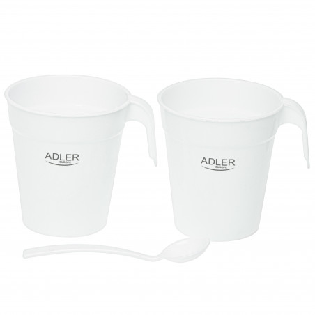 Ηλεκτρικός βραστήρας Adler AD 1381, 900W, 0.5 l, 2 φλιτζάνια και κουτάλα, Επίπεδο θερμαντικό στοιχείο, Προστασία υπερθέρμανσης, Λευκό