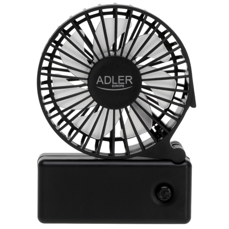 Φορητός ανεμιστήρας χειρός Adler AD 7336, Πτυσσόμενος, 6,5 cm, 46,2 dB, 2xAA, Λεπίδα με κλίση 30 μοιρών, Μαύρο
