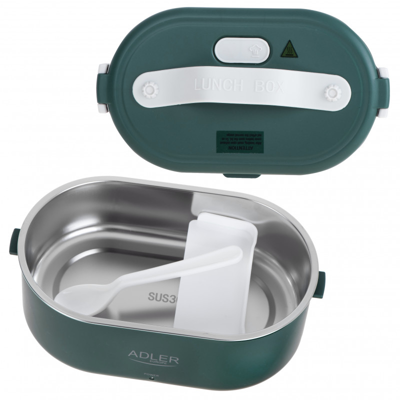 Ηλεκτρικό κουτί φαγητού Adler AD 4522, 45W, 0.8 l, Μέχρι 70C, Δοχείο από ανοξείδωτο ατσάλι, Θερμοσακούλα, Πράσινο