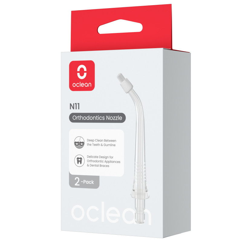 Σετ 2 ορθοδοντικών άκρων Oclean N11, Συμβατό με W10, Βαθύς καθαρισμός, Διαφανές